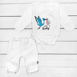 Дитячий комплект боді з повзунками Hello Baby зріст 62 см (1 - 3 місяця) Malena Молочний