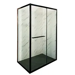 Душова кабіна без піддону Mixxus Premium Quadro SC01-120x80x195-Tr прозоре скло 6мм black MI8293, Чорний, прозорий, чорний