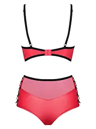 Комплект білизни Obsessive Leatheria S/M червоний - мініатюра 6