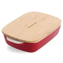 Форма для выпечки с крышкой KitchenAid керамогранитная 24,1x15x6 см 0,9 л цвет красный (CC006104-001)