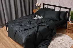 Комплект постільної білизни Moon&Star Satin Stripe Midnight Luxe полуторний 143х210 наволочки 4х50х70 - мініатюра 5