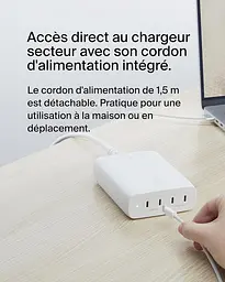 Мережевий зарядний пристрій 4xUSB-C, GAN Belkin BoostCharge Pro 200 White - мініатюра 4