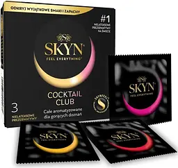 Презервативи SKYN Cocktail Club 3 шт, смаки Pina Colada, Cherry Sunrise та Passion Daiquiri - мініатюра 2
