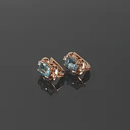 Сережки з червоного золота з топазом S-0068