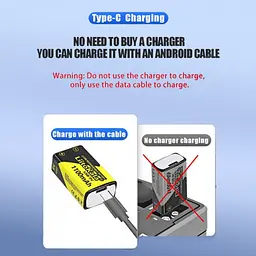 Акумулятор Крона акумуляторна батарея формату 6F22 LiitoKala USB-9V 1100mAh - мініатюра 3