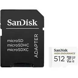 Карта пам'яті SanDisk 512GB microSDXC High Endurance UHS-I U3 V30 + SD adapter (SDSQQNR-512G-GN6IA)