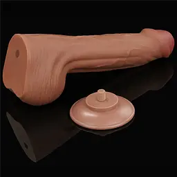 Фалоімітатор LoveToy Sliding-Skin Dual Layer Dong 29 см коричневий - мініатюра 6