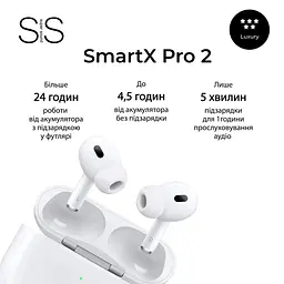 Бездротові Bluetooth-навушники SmartX Pro 2 Luxury вакуумні, білі Smart X SAP2L - мініатюра 8