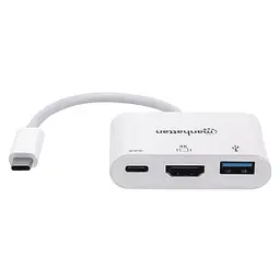 Док-станція USB3.1 Type-C - HDMI/USB 3.0/PD 60W 4-in-1 White Manhattan (152945) - мініатюра 2