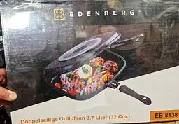 Сковорода гриль з антипригарним покриттям Edenberg EB-8138 двостороння 32х25 см для стейків. - мініатюра 6