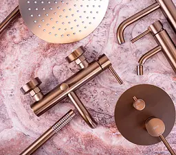 Душова система Rea Lungo brushed copper з виливом + BOX прихованого монтажу REA-P8810, Теплий захід сонця - мініатюра 5