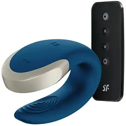 Вібратор для пар Satisfyer Double Love 8.6 см синій
