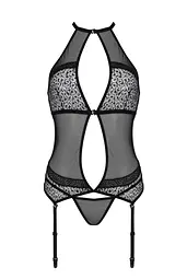Корсет з пажами Passion Satara CORSet S/M black стрінги мереживо застібки спереду та ззаду - мініатюра 3