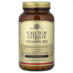 Кальций Calcium Citrate with Vitamin D3 120 таблеток Solgar vit0005785
