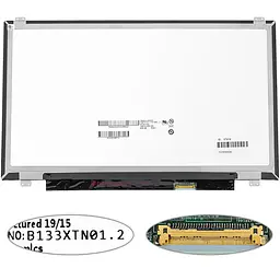 Матриця 13.3 B133XTN01.2 1366х768, 30pineDP, LED, SLIM вертикальні вушки, глянцева, роз'єм праворуч знизу для ноутбука