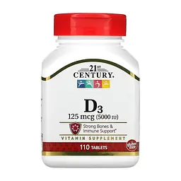 Витамин D3, D3 125 mcg (5000 IU) - 110 tabs