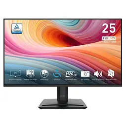 Монітор 24.5' MSI PRO MP251L E2, чорний, WLED, IPS, 1920x1080 (16:9), 1 мс, 120 Гц, 250 кд/м², 1500:1, 178°/178°, VGA/HDMI, 2x2