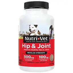 Nutri-Vet Hip&Joint Regular 1 рівень хондроїтин і глюкозамін для собак з мсм жувальні таблетки