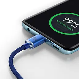 Кабель Baseus USB Type-C Crystal Shine Series Fast Charging Data Cable Type-C to Type-C 100W 1.2m Blue (CAJY000603) - мініатюра 6