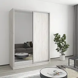 Шафа-купе дводверна MebelStar Комбо AL ДСП/Дзеркало 150x45x210 см Аляска сірий (MBS-2742)