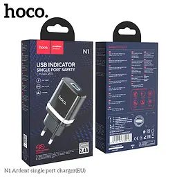 Адаптер живлення зарядне HOCO Ardent single port charger N1 1USB 12 W (Safety Certified) чорне - мініатюра 8