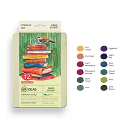 Набір олівців акварельних 99IDEAS "Aqua Expert" 12 кольорів, Complex Set, металева коробка, 99AE-12CMPL - мініатюра 3