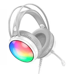 Навушники накладні Borofone BO108 ігрові з мікрофоном та LED підсвічуванням Jack 3.5 білий
