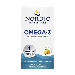 Витаминно-минеральный комплекс Nordic Naturals Омега-3, 690 мг на порцию, вкус лимона, Omega-3, 60 гелевых кап (NOR-01760)