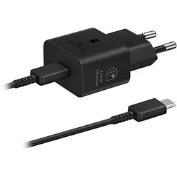 Мережевий зарядний пристрій Samsung Black, 25W + кабель USB Type-C (EP-T2510XBEGEU) - мініатюра 2