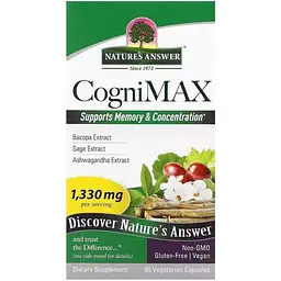 Когнітивний комплекс Nature's Answer CogniMax підтримка пам'яті та мозку 60  капсул - мініатюра 2