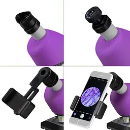 Мікроскоп Bresser Junior 40x-640x Purple з набором для дослідів і адаптером для смартфона (8851300GSF000) - мініатюра 4