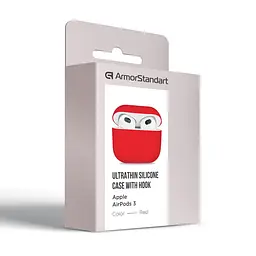 Силіконовий чохол для навушників Apple AirPods 3, Ultrathin Silicone Case, червоний, захисний чохол, ультратонкий і легкий, захист від подряпин і пилу, м"який силікон, ArmorStandart (ARM60293) - мініатюра 3