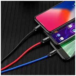 Дата кабель USB 2.0 AM to Lightning + Micro 5P + USB-C 1.2m 5A black Baseus (CAMLT-BSY01) - мініатюра 5