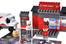 Конструктор блоковий QB300-007 "Block&Steps: НОВА ПОШТА. Центральне відділення" + ходилка та гра 3в1, 91дет. qbee - мініатюра 9