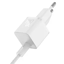 МЗП Baseus GaN5 Fast Charger (mini) PD20W (1USB-C) + кабель Type-C to Type-C (P10110900113) Moon White - мініатюра 2