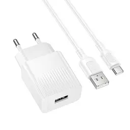 Сітчасте зарядне пристрій BOROFONE BAS71A Source 1USB/2.1A Type-C білий - мініатюра 2