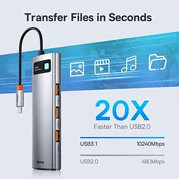 USB type C HUB Baseus 8 in 1 PD100W 4K 60 Гц USB 3.0 10 Гб/с - мініатюра 5