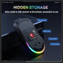 Комп'ютерна мишка Onikuma ігрова бездротова акумуляторна CW-935 Pro з RGB підсвіткою та 3 режимами підключення - мініатюра 8
