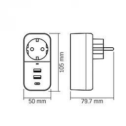 Мережевий адаптер Videx Oncord з/з 1п 2.4 A 2 USB+USB-C black (VF-AD1G2U1C-B) - мініатюра 7