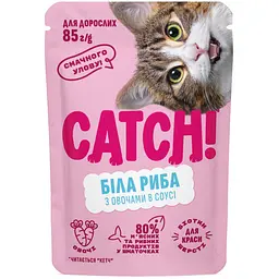Набір вологих кормів Catch! з білою рибою та овочами в соусі для дорослих котів 85 г 10+2 шт. - мініатюра 2