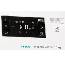 Пральна машина Whirlpool фронтальна 10 кг 1400 A+++ 60 см дисплей пара інвертор люк чорний білий - мініатюра 4