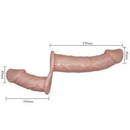 Страпон з вібрацією, 17.5х4.5 см (тілесний) LyBaile-Ultra Passionate Harness Dual Vibration - мініатюра 5