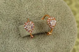 Сережки дитячі Xuping Jewelry сердечко в обідку 1,2 см золотисті - мініатюра 2