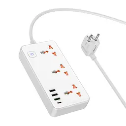 Мережевий зарядний пристрій подовжувач Hoco AC8A 3 USB/Type-C PD QC 30W 3 розетки 1.5m білий - мініатюра 3