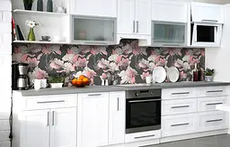 Кухонний фартух Пастельні квіти Акварель вінілова для кухні 65х250 см абстракція Сірий Happy Pocket Z184252