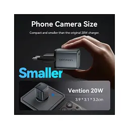 Зарядний пристрій Vention USB-C PD20W GaN gray (FEVH0-EU) - мініатюра 5