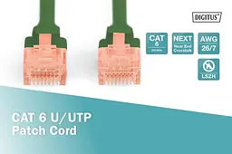 Патч-корд Assmann CAT6 U/UTP 10M DK-1617-100/G Green - мініатюра 2