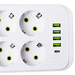 Мережевий фільтр-подовжувач SMART 6 розеток 5 USB 3 метри, білий
 - мініатюра 5
