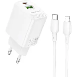 МЗП Borofone BN29 Fuente PD30W+QC3.0 (1USB-A/1C) + кабель Type-C to Lightning White