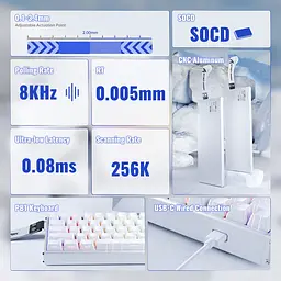 Ігрова магнітна клавіатура Attack Shark X68 Max / Дротове підключення / Magnetic Switch / White - мініатюра 9